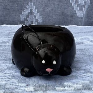Black Ceramic Bunny Planter